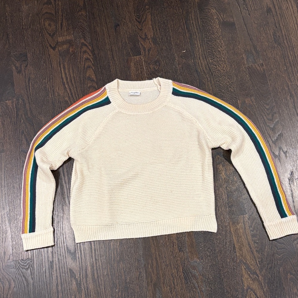 Others Follow Cream Sweater with Colorful Stripes